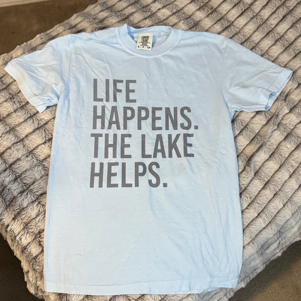 Comfort Colors Light Blue Tee with Bold Text